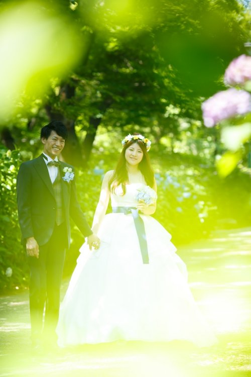 緑が反射している鶴舞公園のキラキラ光るロケーションフォト