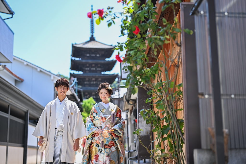 京都の街並みでフォトウェディング