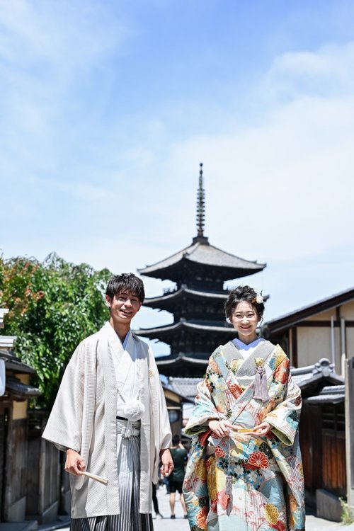 素敵な建物をバックで和装前撮り