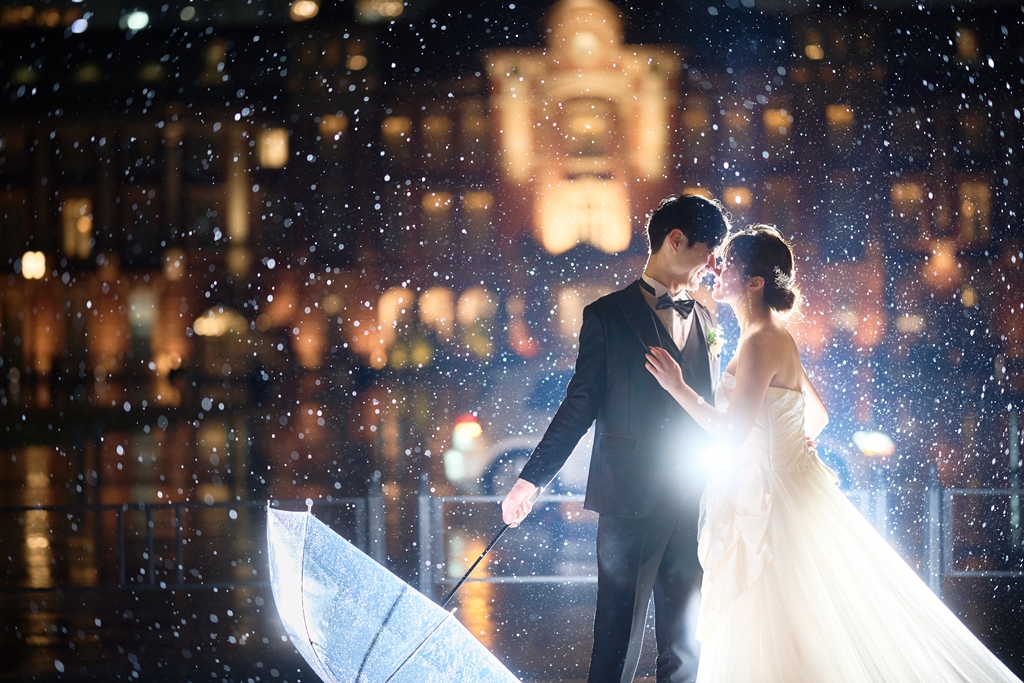 雨のフォトウェディング