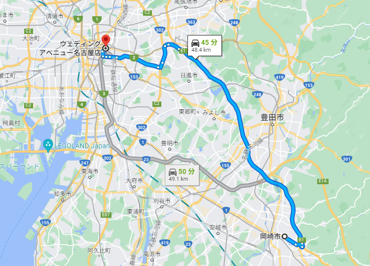 岡崎からのルート