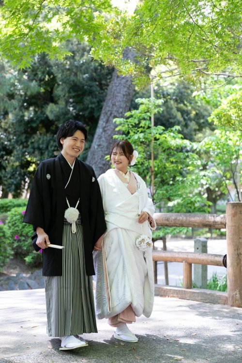 色掛下で白無垢を可愛くアレンジ