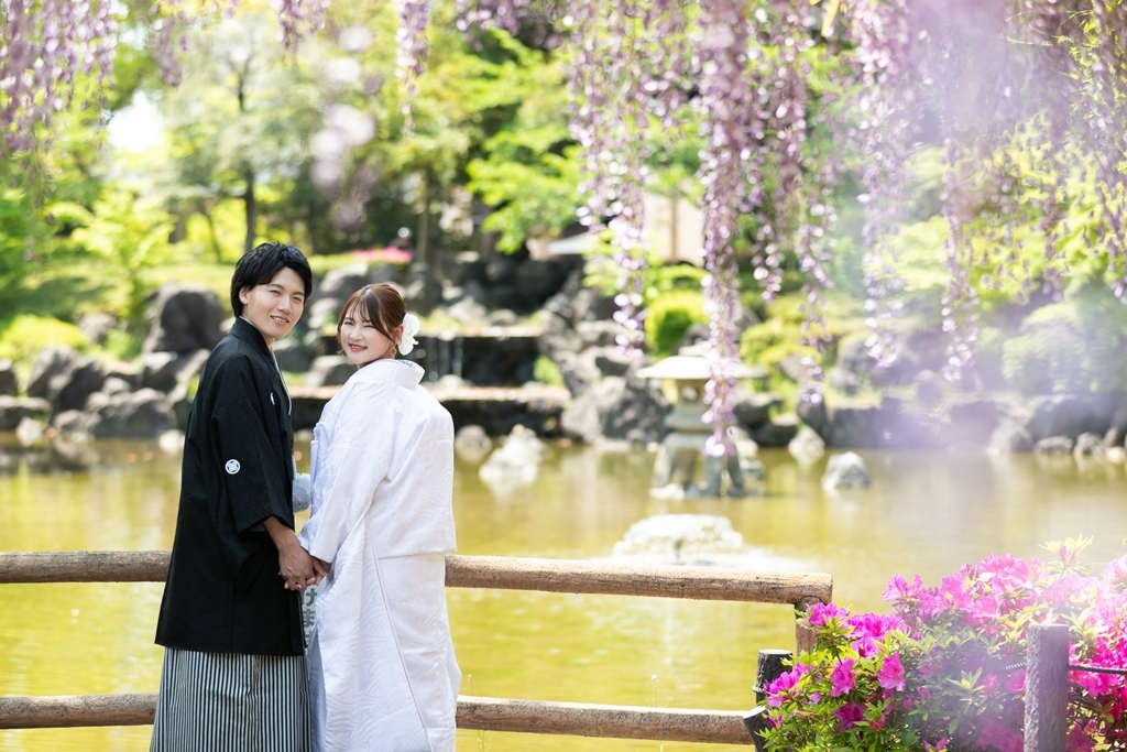 ✾4月の終わり。藤の花が綺麗に咲く中村公園で前撮り撮影✾