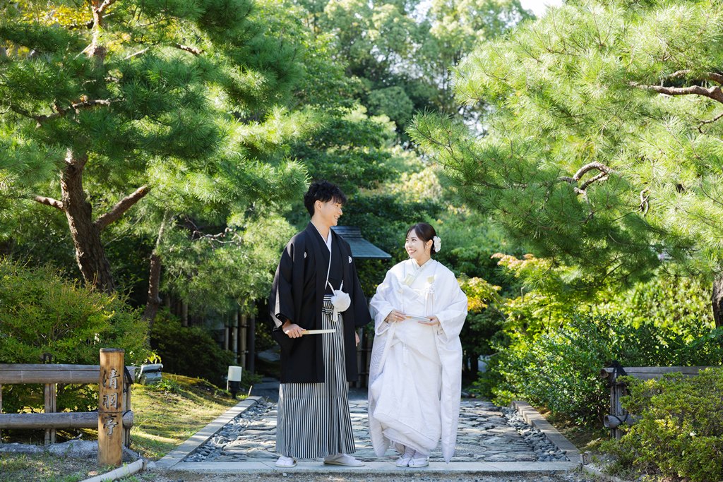 自然体な二人♡最高の庭園で笑顔の撮影～♪♪