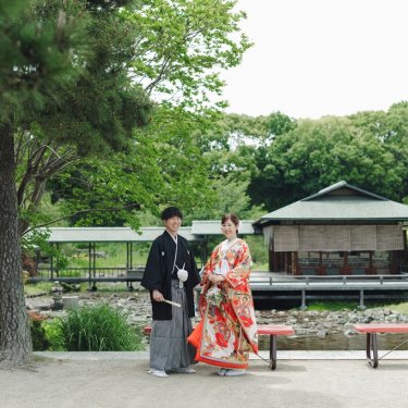 家族みんなで残す♡白鳥庭園の和装フォト
