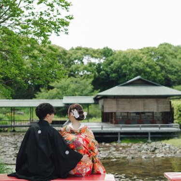 家族みんなで残す♡白鳥庭園の和装フォト