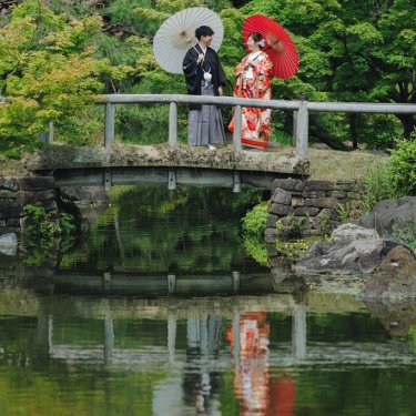 家族みんなで残す♡白鳥庭園の和装フォト