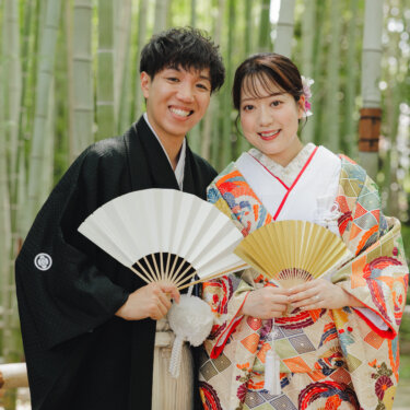 白鳥庭園で叶える和装前撮り♡色鮮やかな色打掛と自然に囲まれた特別な一日